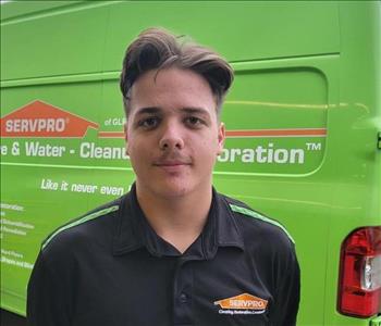 man black shirt, servpro truck 